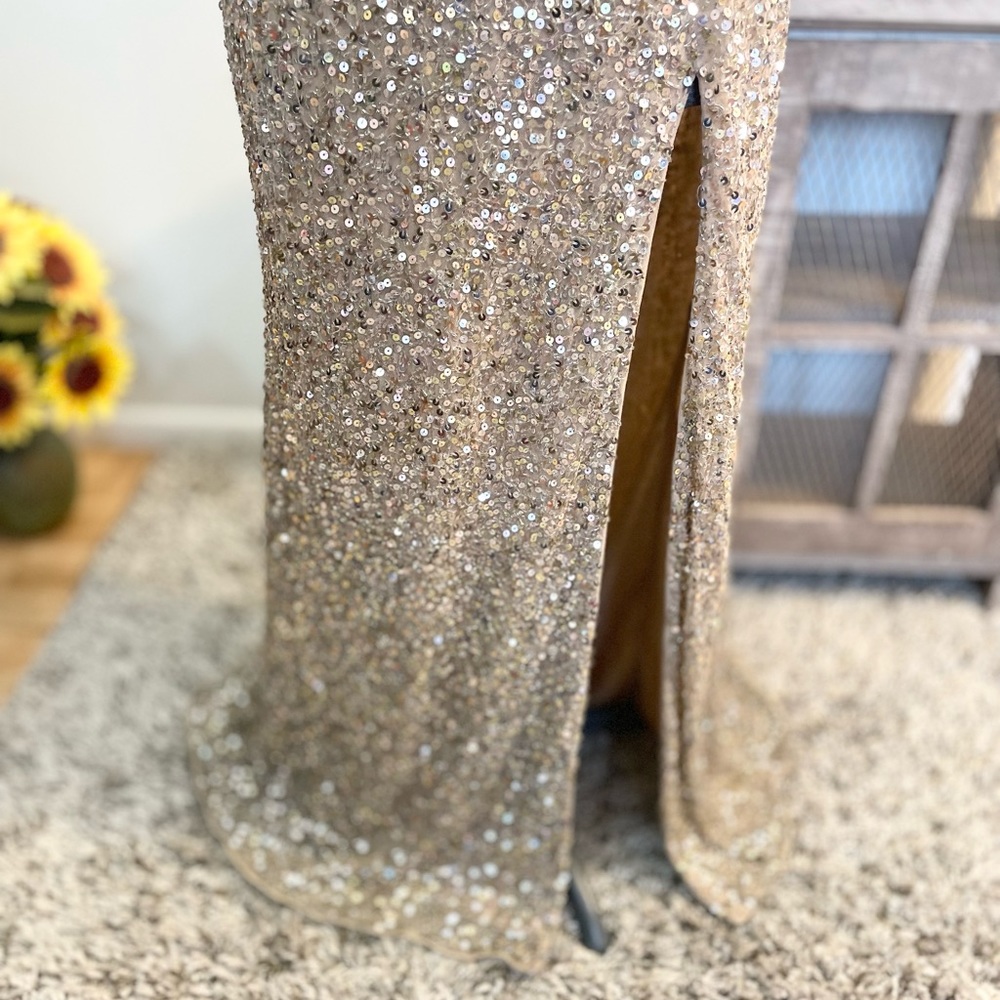 SPARKLE SEQUINS STUNNING MACDUGGAL STRAPLESS GOWN FORMAL DRESS - Picture 3 of 10